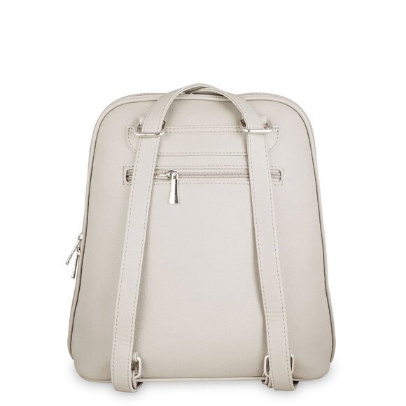 Ladies’ Grey Vegan Leather Backpack – Top Handle Daypack - Picture 9 of 10